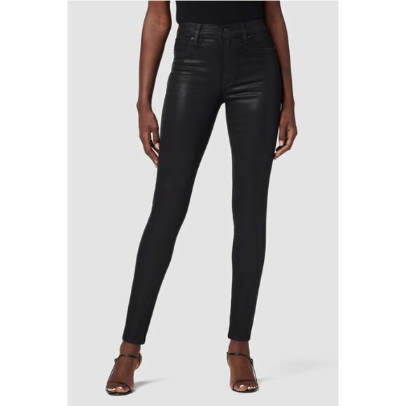 Hudson Jeans NWT Barbara High Waisted Super Skinny Coated Black Jeans // 24 - Picture 1 of 13